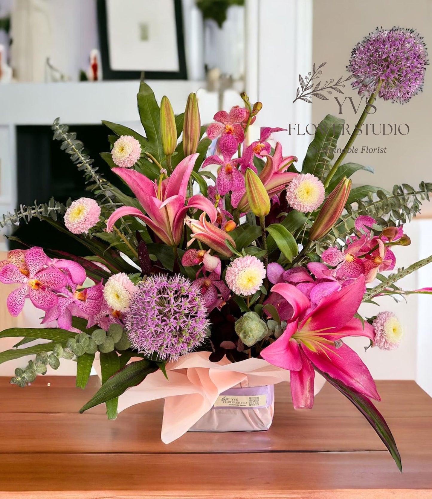 Jubilee Congratulatory Flowers with pink lilies