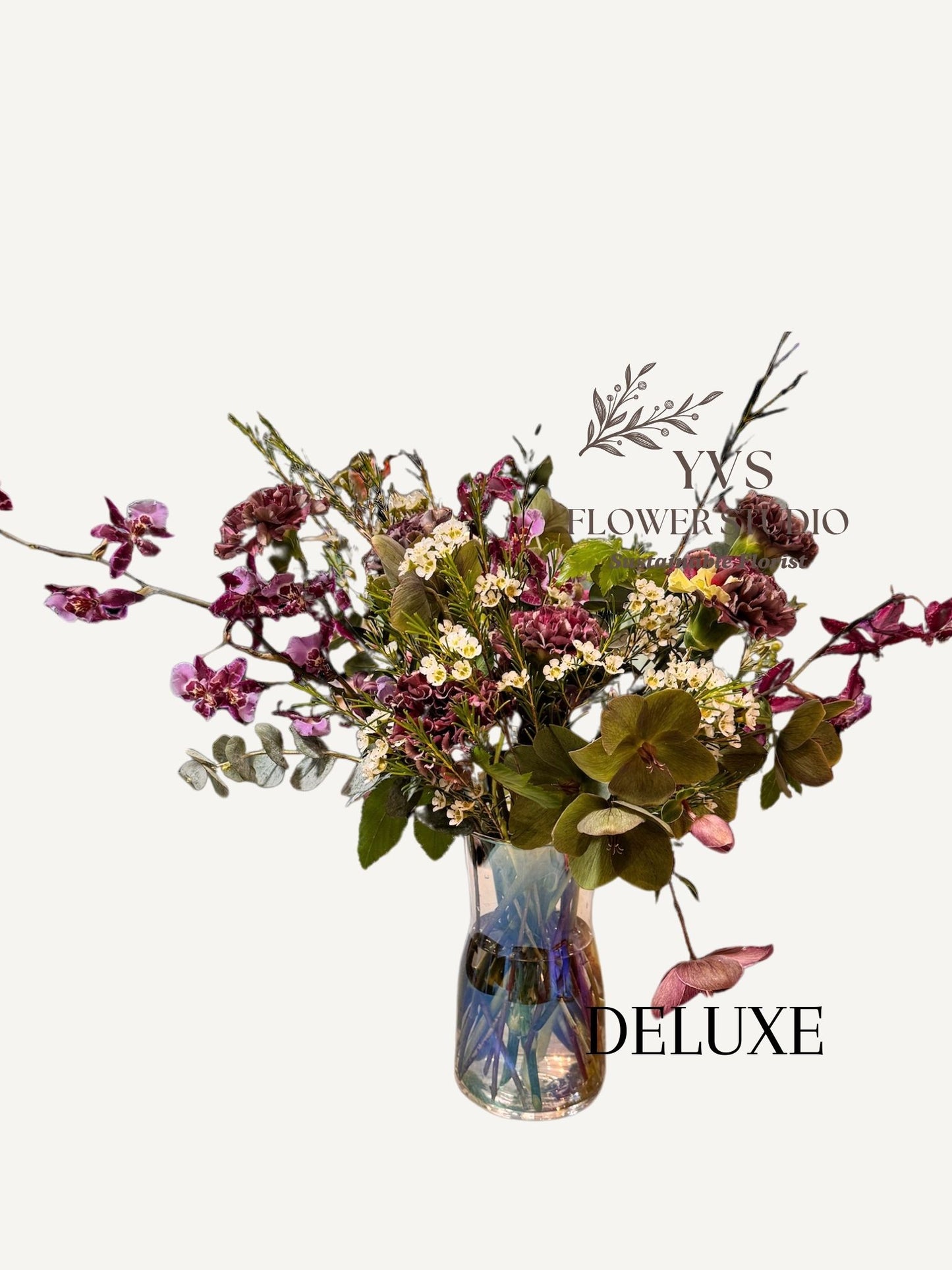 Gothic dark theme flowers in a vase arrangement
