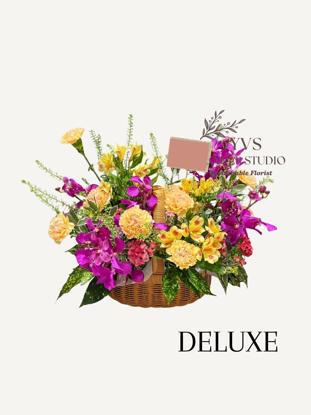 Vibrant theme flowers in oval basket