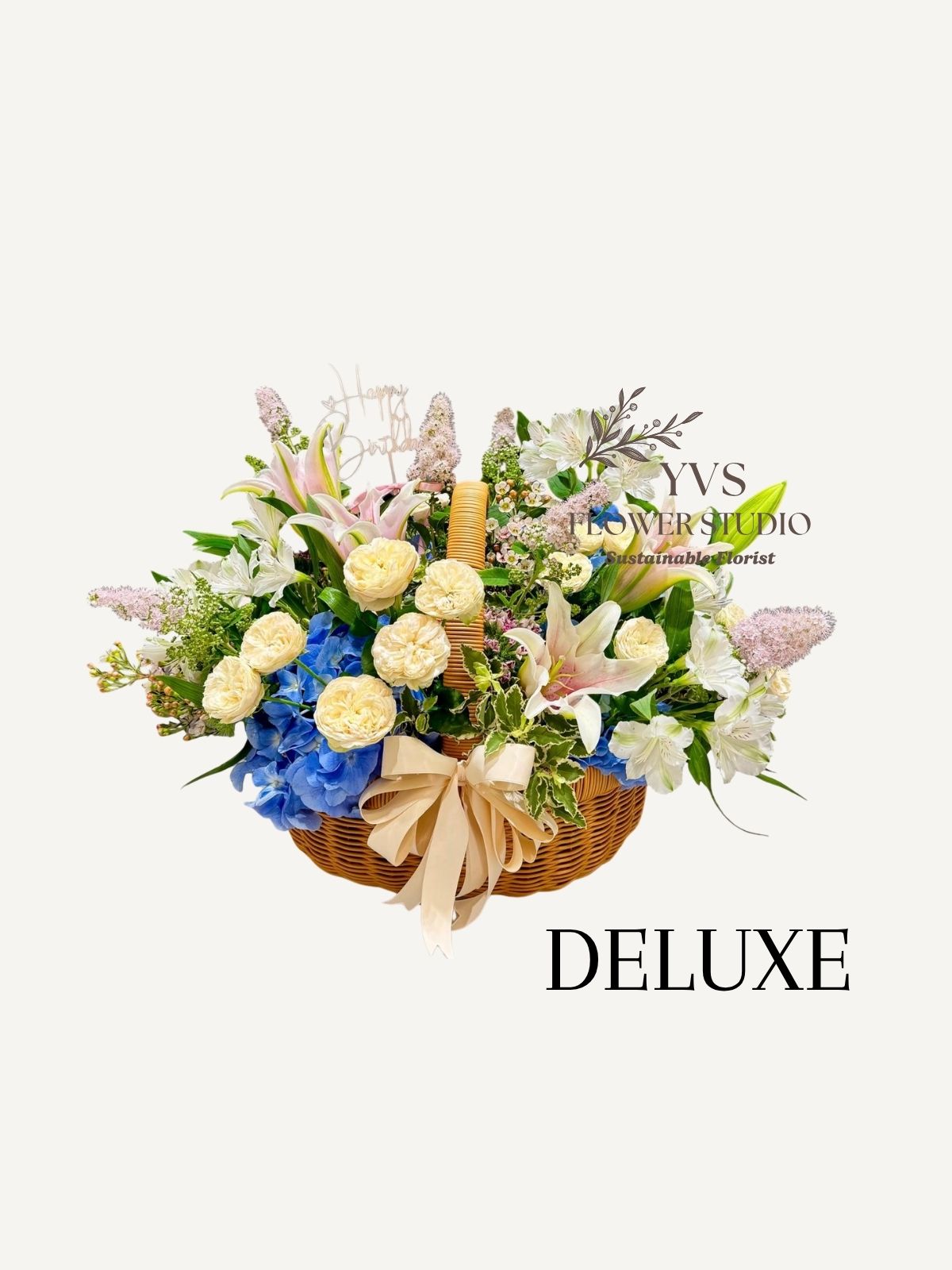 Deluxe pastel theme basket arrangement