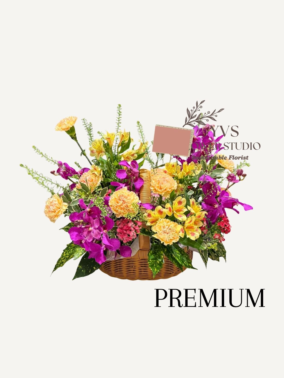 Premium vibrant theme basket arrangement