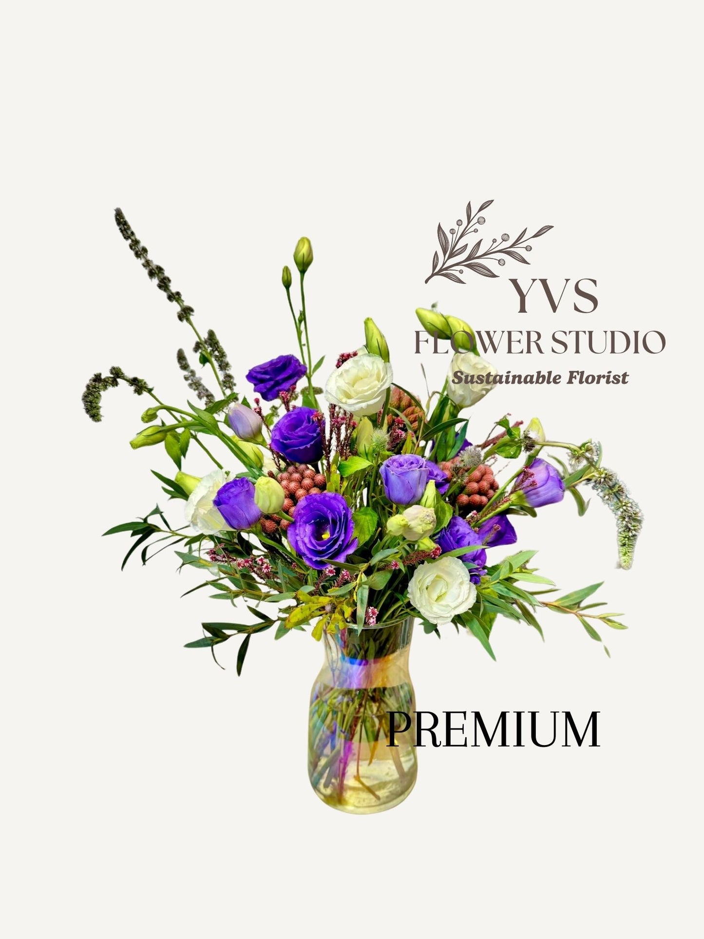 Premium vase purple arrangement