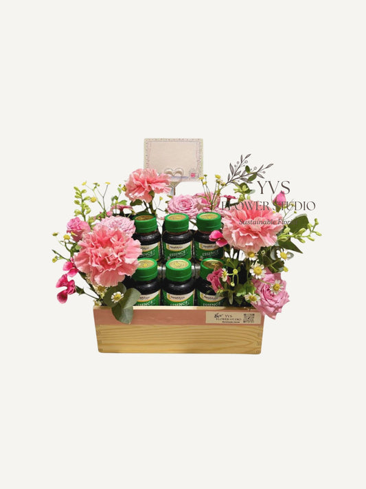 Mother's Day Gratitude Fresh Flower Health Supplement Hamper