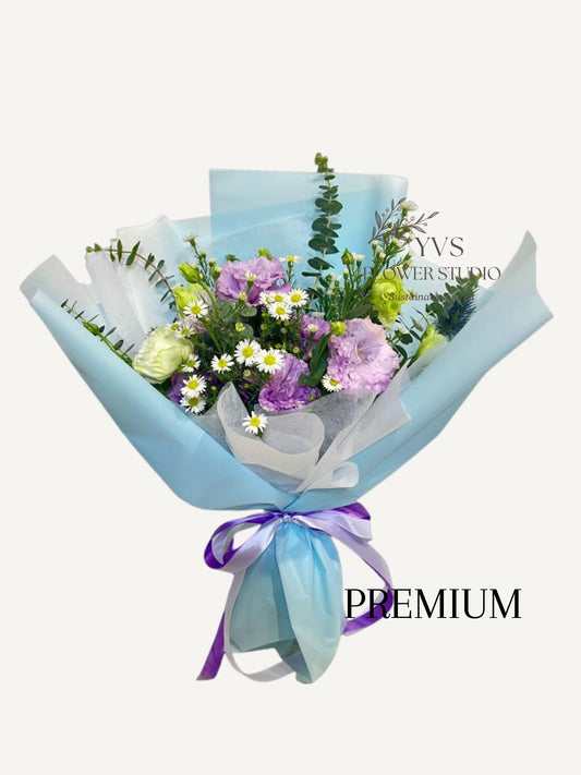 Premium lilac eustomas fresh flowers bouquet 