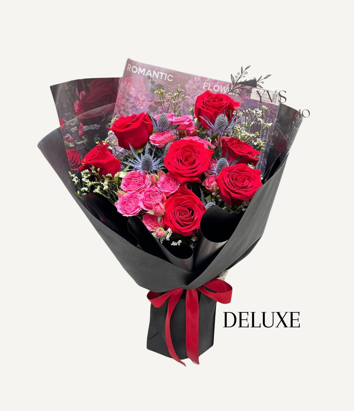 Pet friendly Vibrant red and pink deluxe bouquet