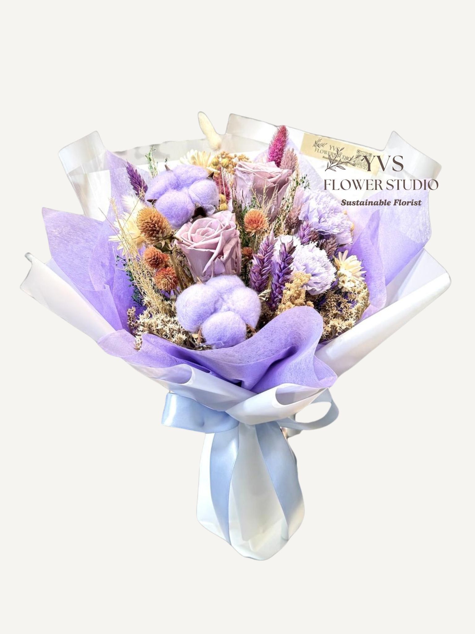 Blushing Petals Preserved Flowers Bouquet Purple