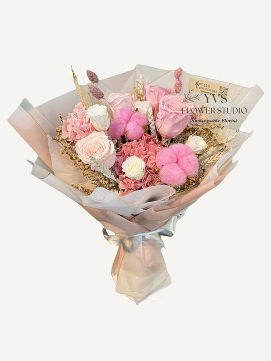 Blushing Petals Preserved Flowers Bouquet Pink