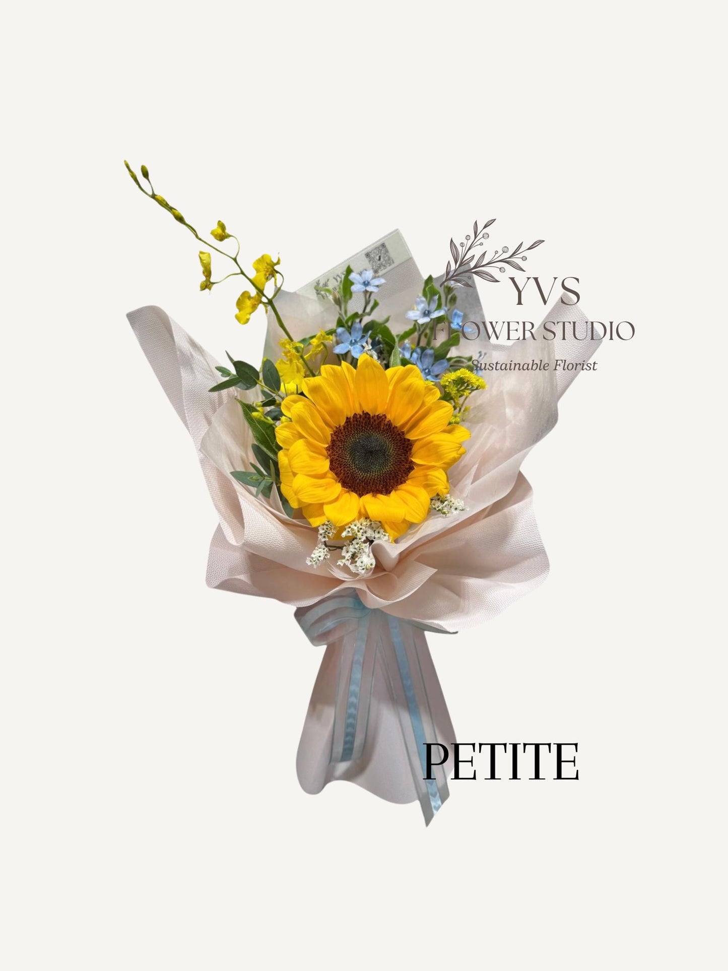 single stalk sunflower bouquet with fillers