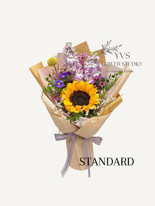 Standard fresh sunflower bouquet with mixed fillers