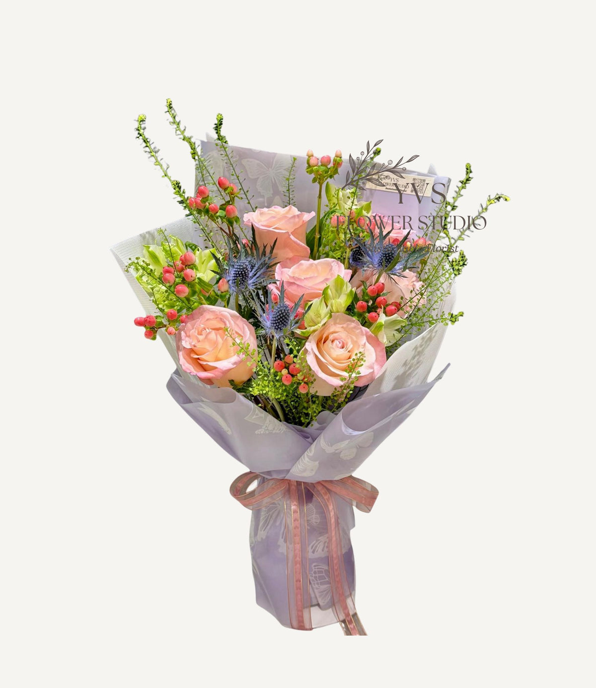 Classic  6 pink roses bouquet 