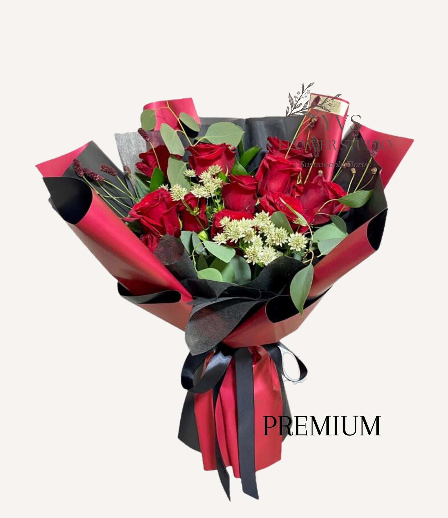 Premium red roses bouquet with florist's choice fillers