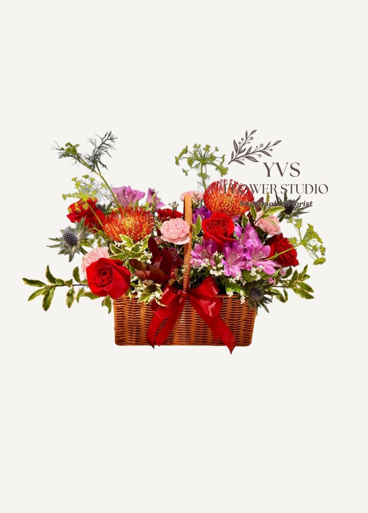 Valentine's Day Omakase vibrant basket arrangement