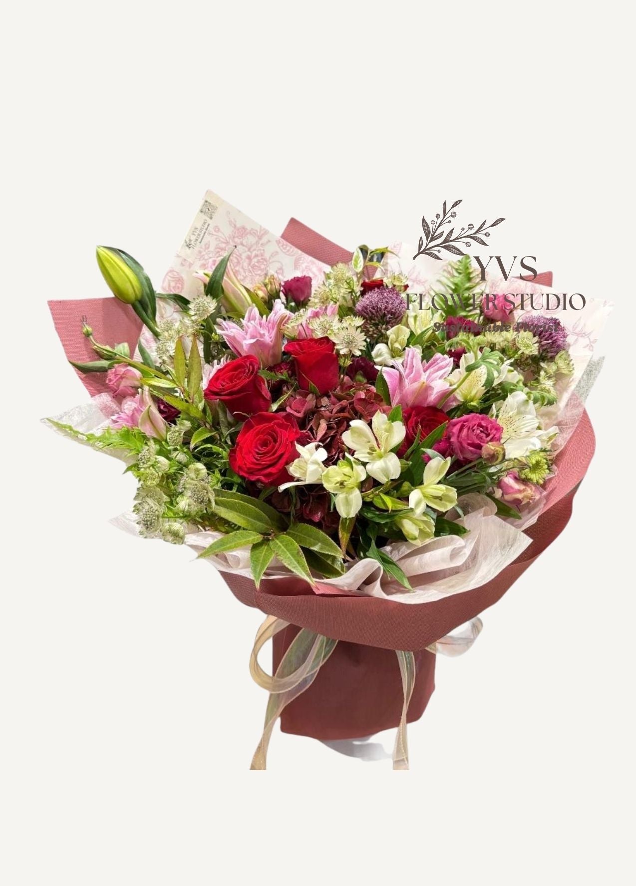 Valentine's Day Omakase pastel bouquet with pink lilies