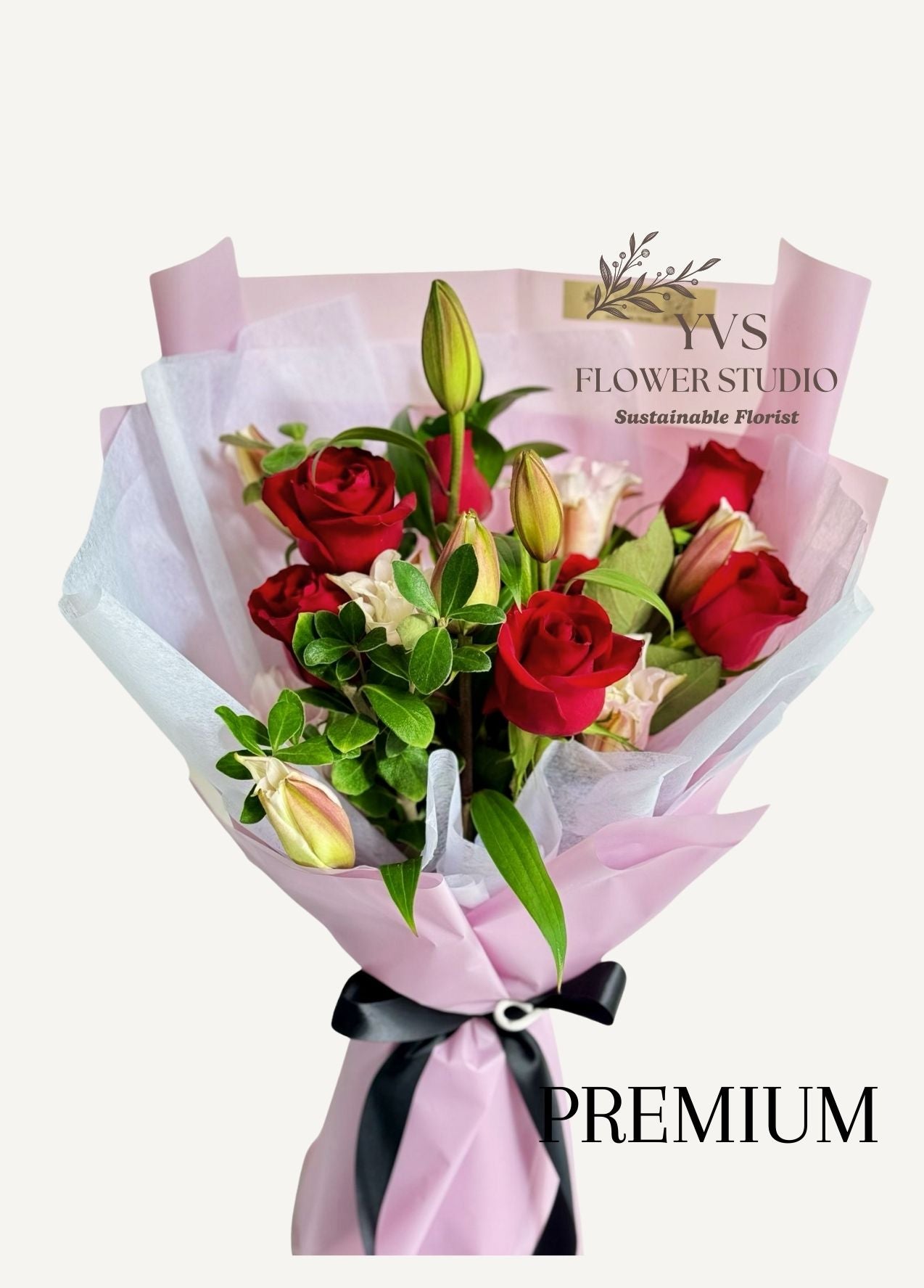 You're Beautiful Fresh Lilies  and Roses Flowers Bouquet