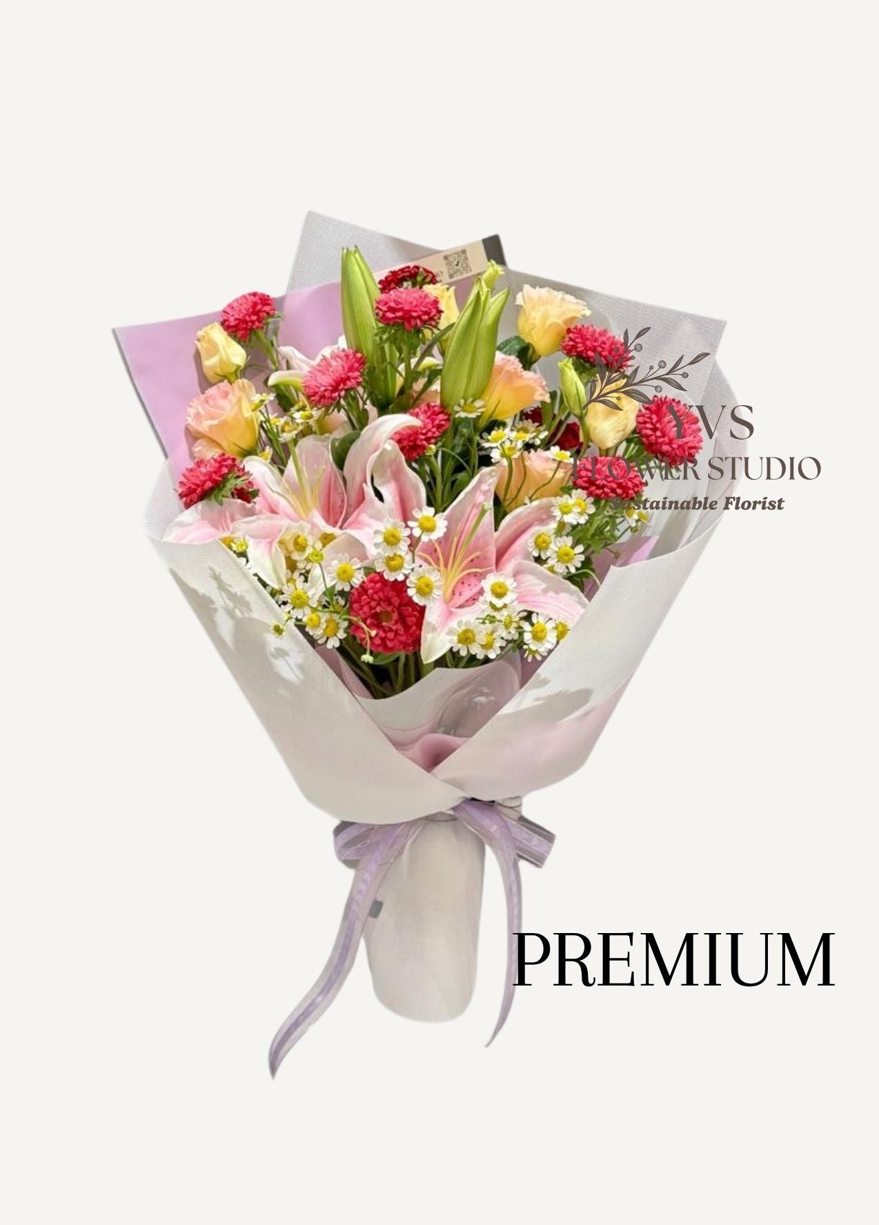 Premium pink theme 2 stalks lilies bouquet 